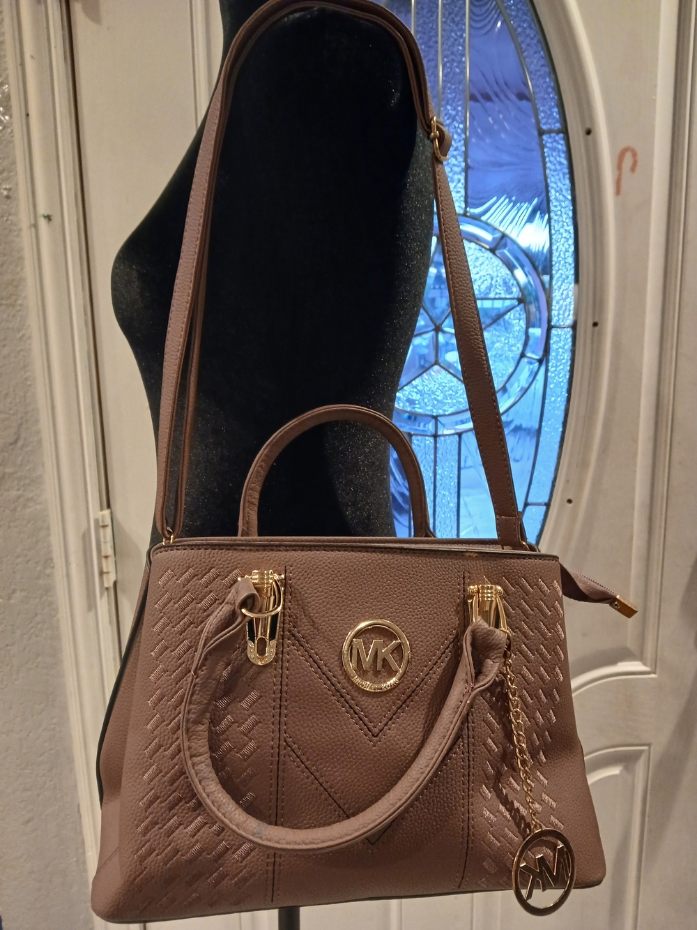 Michael Kors Mauve-Taupe Satchel with Gold Accents